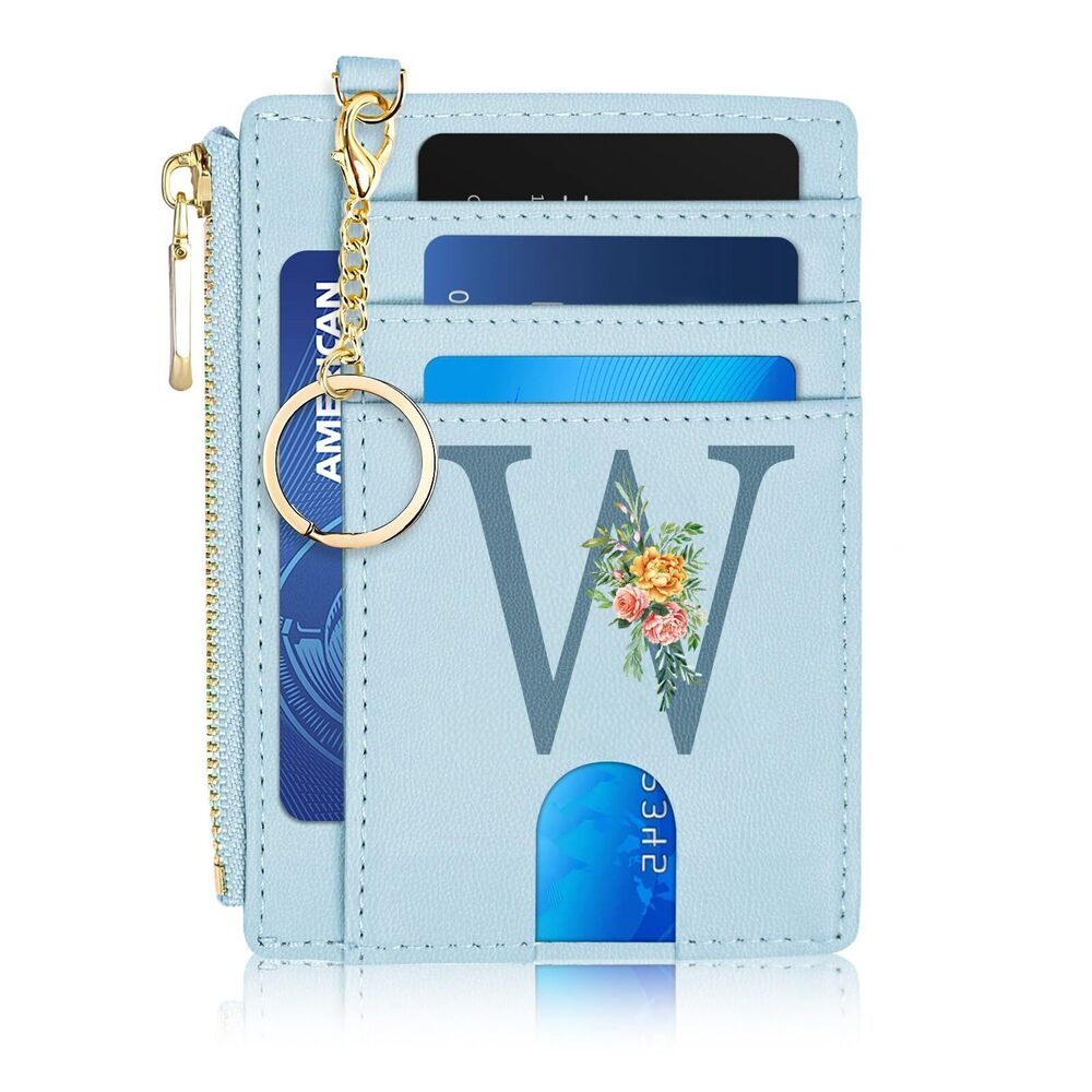 6586 Slim Card Holder , Initial Slim Wallet RFID Blocking Thin Travel